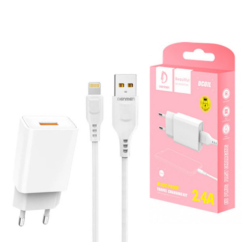 Samsung incarcatoare - Incarcator iPhone cu Cablu Lighting, 2.4A 12W 1m White DC01