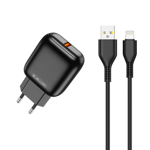 Incarcator iPhone cu Cablu Lighting, 18W 1xUSB QC3.0 , Black [1]