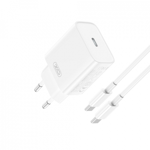Usb Type-C - Incarcator retea iPhone 20w ,CE15 PD 20W 1x USB-C white + USB-C - USB-C cable / incarcator samsung