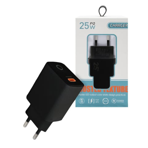 Incarcatoare Type C USB C - Încărcător USB-C 25W Power Delivery PD Negru Fast Charge pentru iPhone Samsung Xiaomi