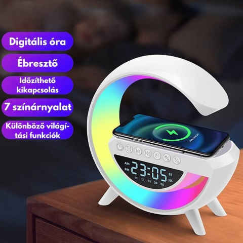 Incarcator Wireless cu difuzor bluethoot, lumini RGB si ceas alarma [4]