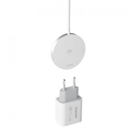 Incarcator Wireless iPhone MagSafe  Dudao Kit 15W Magnetic Wireless Charger Qi  20W AC Charger (MagSafe Compatible) White (A12XS) [4]