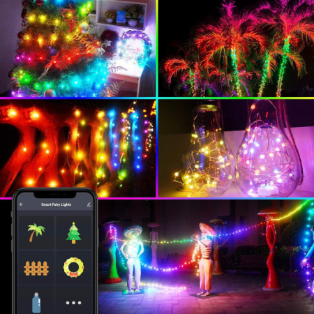 Instalatie Brad Sir de lumină inteligentă - USB - 66 LED-uri RGB - 10 m - Bluetooth [3]