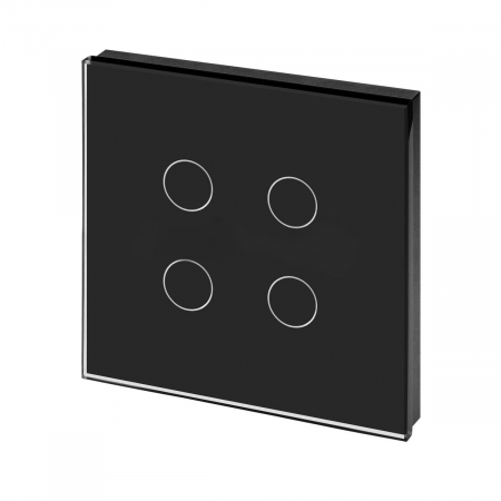 Smart Home - Intrerupator cu touch + Wifi + RF  Aplicatie pe telefon 4 Butoane Negru