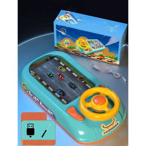 Jucarii interactive - Joc Simulator de Condus, Speed Racing , 3-6 Ani, Volan Interactiv, Efecte Sonore, din ABS, USB Inclus, Verde