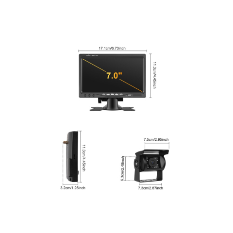 Kit Cameră Wireless Față și Spate 1080P cu Monitor 7 Inch pentru TIR și Utilaje [7]