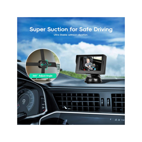Monitor cu camera marsalier wireless - Kit Cameră Auto Bebeluși cu Monitor 4.3 Inch pentru Mașină
