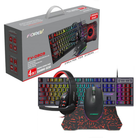Set 4 in 1 Kit Mouse cu Tastatura Forev Keyboard + mouse pc Wired Led 4in1 FV-Q809 Gaming [2]