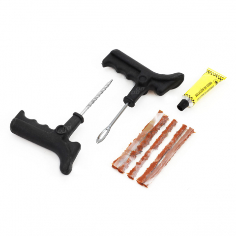 Offroad - Kit profesional vulcanizare anvelope tubeless la rece cu snur si adeziv / Kit Pana