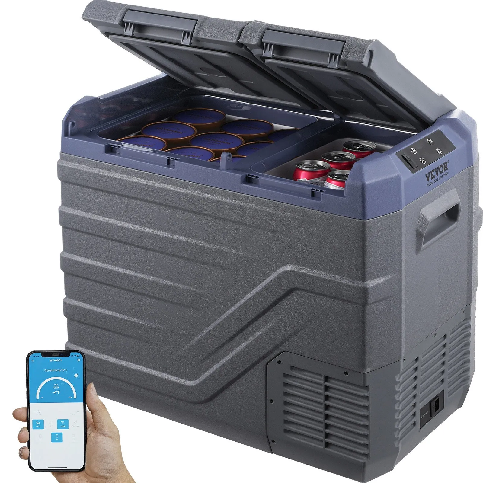 Frigidere  Auto cu Compresor - Ladă Frigorifică Auto Portabilă 39L cu Compresor Dual Zone, 12V/24V/230V, -20°C până la +20°C, Display LED
