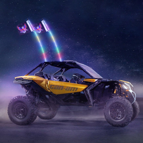 Offroad - LED Whip Light 2buc  122cm  RGB Antenă spirală Lumină Aplicație de la distanță ATV UTV RZR, canam, cfmoto,polaris