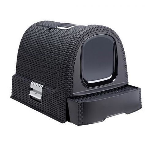 Litiera Pisici - Litiera cu usa batanta, antracit, 51x38x40 cm, Strend Pro Premium