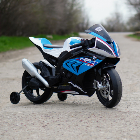 Masina copii Motocicleta electrica cu licenta BMW HP4, pentru copil 3-9 ani, albastra,copii [1]