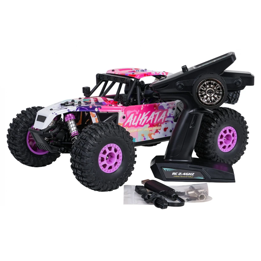 Masini cu Telecomanda Off Road - RC Crawler 4x4 ALIKATA 1:12 brushless 50 kmh cu caroserie metalică și suspensii reglabile