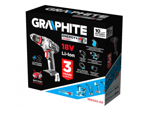 Masina de gaurit/insurubat , Energy+ 18V, Li-Ion, suport detasabil de 10 mm, plus adaptor unghiular si adaptor de colt, fara acumulator [2]
