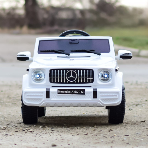 Mașinuță electrică Mercedes G63 AMG albă față Premium [2]