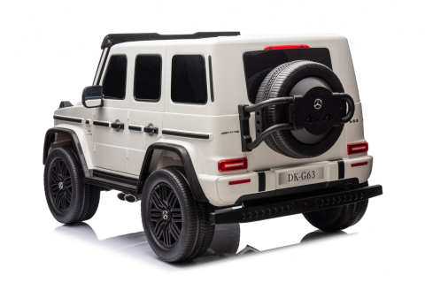 Mașinuță electrică Mercedes G63 albă 2 locuri 4x4 800W față [4]