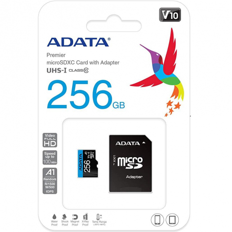 Accesorii - Card de memorie ADATA Premier, MicroSDXC, 256GB, UHS-I, Class 10 + Adaptor