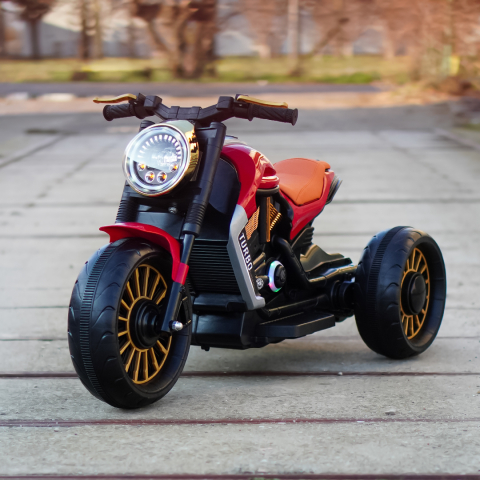 Masinute Electrice pentru Copii - motocicleta electrica copii 3 roti 12v 70w bluetooth rosu motor copii stabil