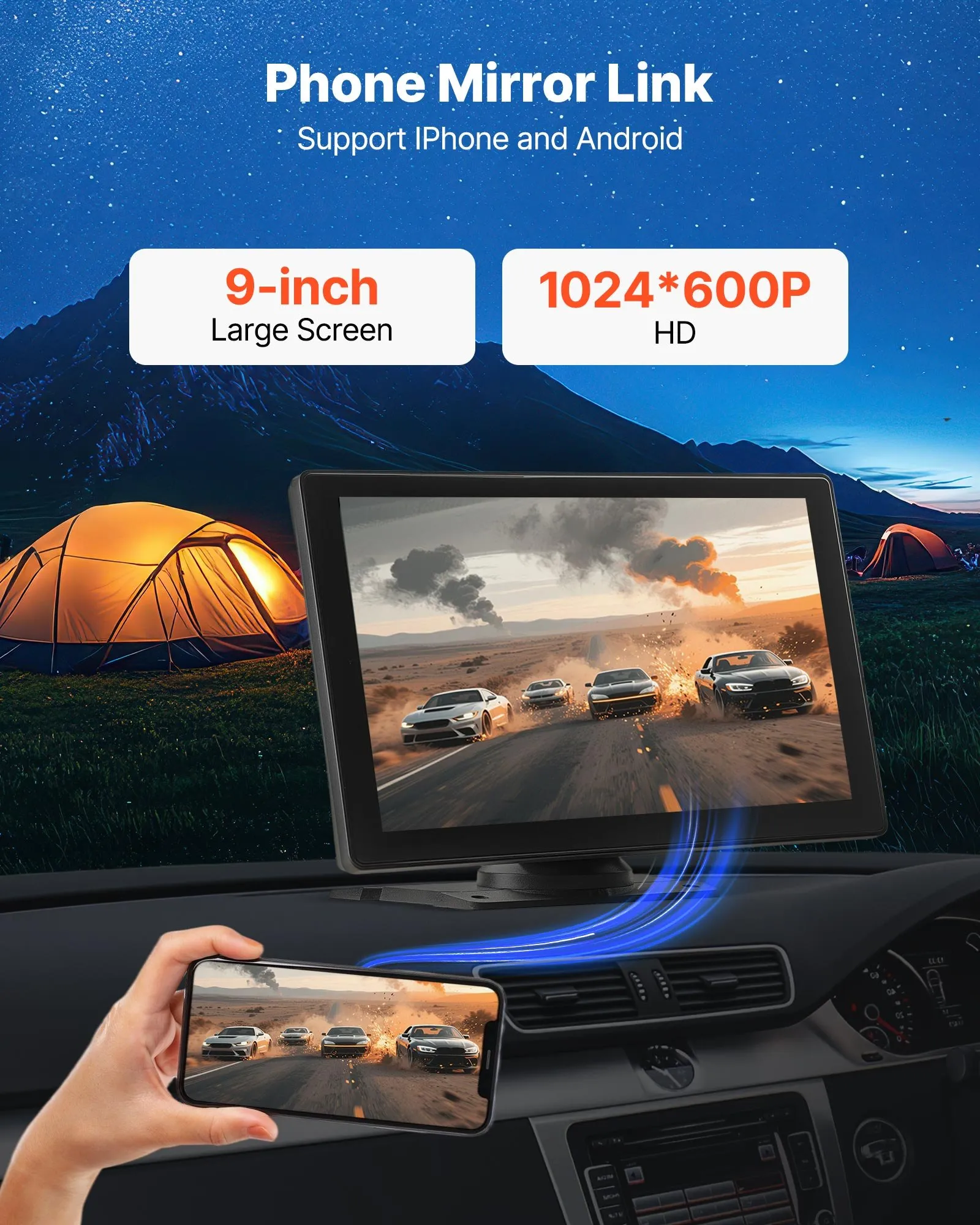 Navigație Auto 9 Inch Apple CarPlay Android Auto Wireless Bluetooth Universală [4]