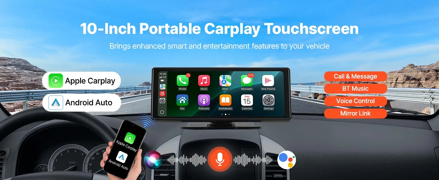 Navigatie Auto Multimedia Android, Apple CarPlay, Bluetooth, Transmitator FM, Negru [5]