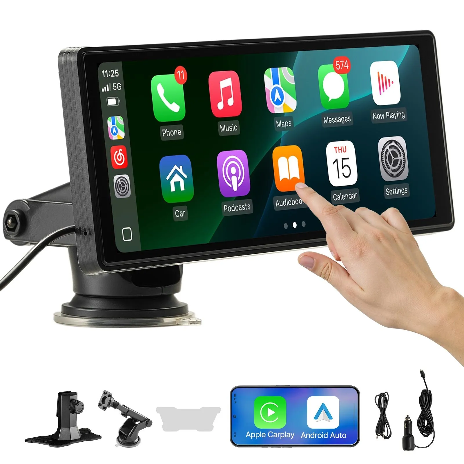 Navigatie auto - Navigatie Auto Multimedia Android, Apple CarPlay, Bluetooth, Transmitator FM, Negru