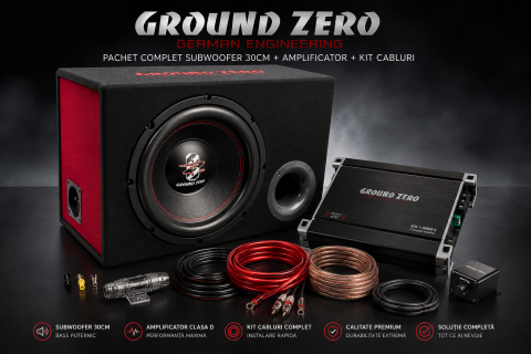 Subwoofer auto cu amplificator si cabluri, 30cm, Amplificator auto Mono 550w - Copie [3]