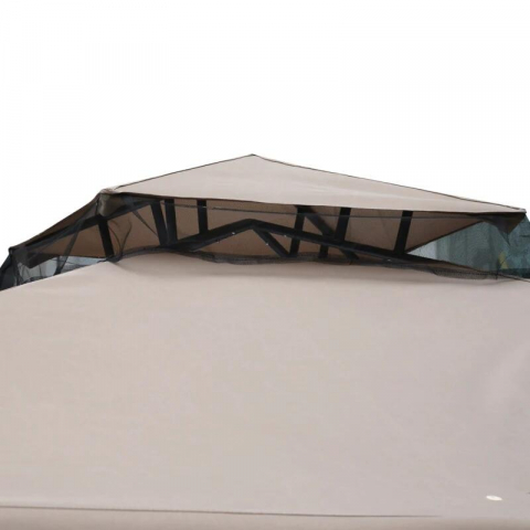 Pavilion/foisor pentru gradina/terasa, cadru metalic, cu perdele, cafeniu, 2.94x2.94x2.65 m, cu Plasa tantari insecte [3]
