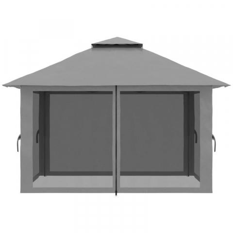 Pavilion/foisor PREMIUM pentru gradina/terasa, pliabil, Oxford, cadru metalic, plasa insecte, gri [6]