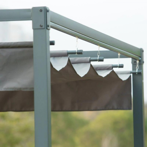 Pergola gradina/terasa, retractabila, cadru metalic, gri, 2.98x2.13x2.22 m [8]