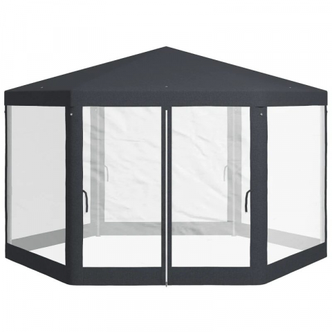 Pavilioane si corturi de gradina - Pavilion/foisor pentru gradina/terasa, cadru metalic, cu plasa anti tantari, 3.94x3.94x2.5 m