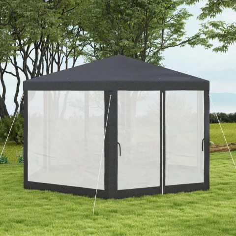 Pavilion/foisor pentru gradina/terasa, cadru metalic, cu plasa anti tantari, 3.94x3.94x2.5 m [4]