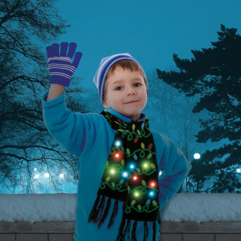 Articole Craciun - Fular de craciun cu led-uri, luminos, 100cm, Albastru