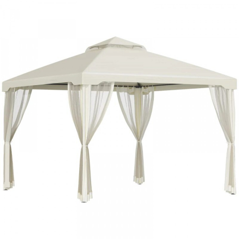Pergola / Pavilion/foisor pentru gradina/terasa, cadru metalic, cu plasa anti tantari, bej, 2.95x2.95x2.63 m [1]