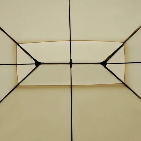 Pavilion/foisor pentru gradina/terasa, cadru metalic, cu perdele, crem, 4x3x2.65 m [5]
