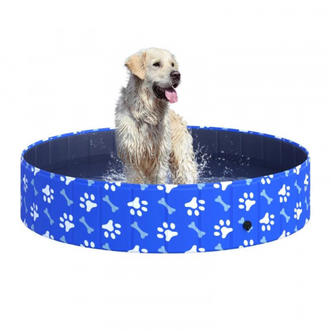 Pentru Catei - Piscina pentru caini, PVC pliabila, albastru, 140x30 cm