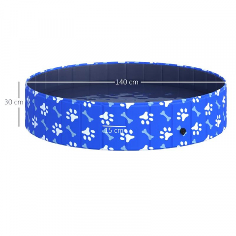 Piscina pentru caini, PVC pliabila, albastru, 140x30 cm [2]