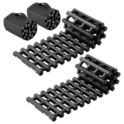 Placi tractiune - Plăci de recuperare off-road 7 tone, TPR rulabile, set 2 bucăți cu huse, negre