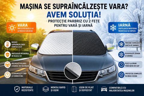 Auto - Protectie parbriz cu 2 fete, pentru vara si iarna