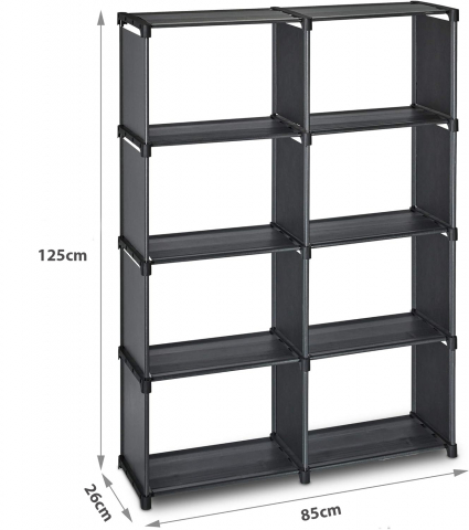 Raft multifuncțional cu 8 straturi și suport de depozitare (85x125cm) - negru [2]