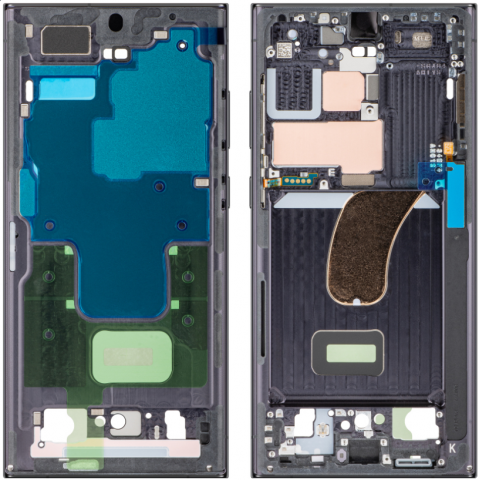 Carcasa telefon - Rama / Carcasa / Mijloc, ecran Samsung Galaxy S23 Ultra, Original Service Pack, Negru Phantom Black