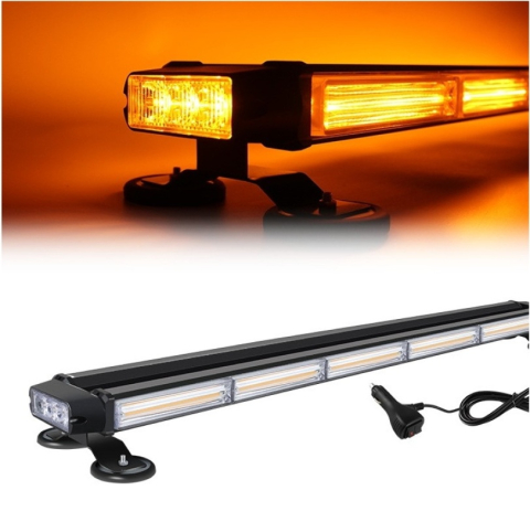 Rampa girofar proiector LED COB stroboscopic lumina portocalie 12 24V baza magnetica [3]