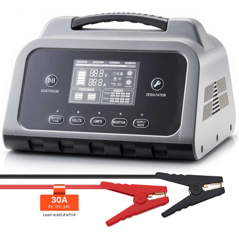 Auto - Încărcător Inteligent 30A 6V 12V 24V LiFePO4 AGM GEL LCD pentru Baterii Auto Moto ATV