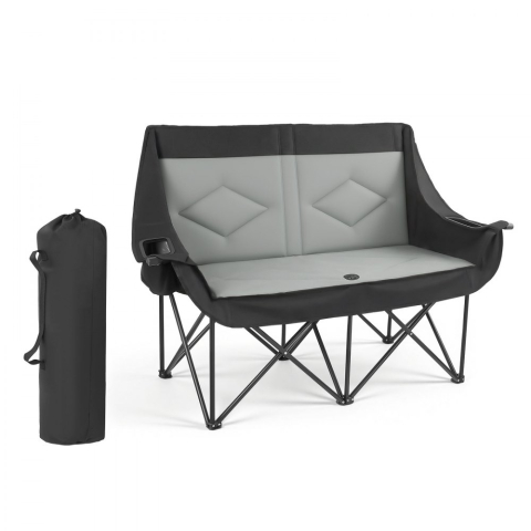 Mobilier Camping - Scaun camping dublu pliabil 300kg pentru 2 persoane cu suport pahare