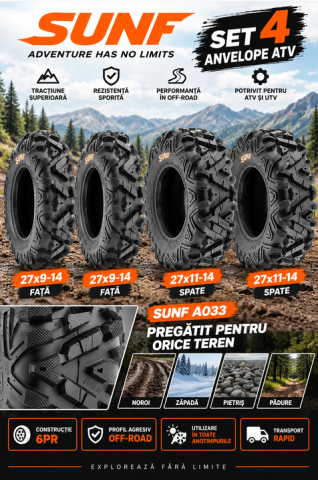 Set 4 Anvelope ATV cu Transport Gratuit - set 4 anvelope ATV 27x9-14 fata 27x11-14 spate SUNF A033