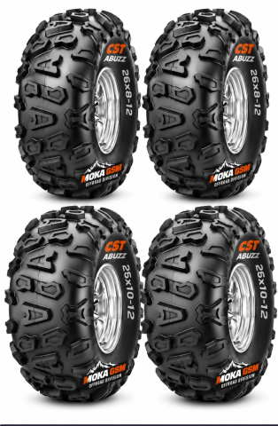 Set 4 Anvelope ATV cu Transport Gratuit - Set 4 Anvelope ATV CST Abuzz 26x8-12 + 26x10-12 | Moka GSM