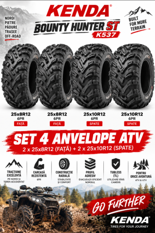 Anvelope atv, utv - Set 4 Anvelope ATV Kenda 25x8R12 + 25x10R12 Bounty Hunter