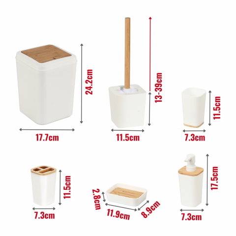 Set Baie 6 piese bambus, Crem Mat [3]