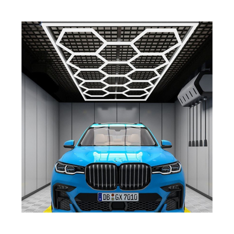 lumini led hexagonale garaj service auto 615w 6000k tavan detailing showroom [6]