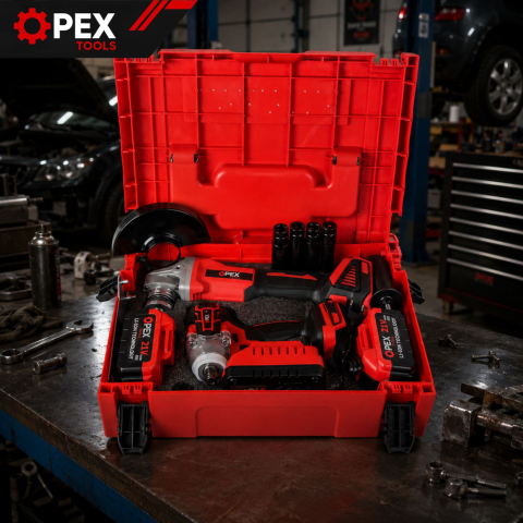 Set Profesional 2 în 1 Polizor Unghiular + Cheie de Impact cu Acumulator [1]